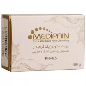 پن درماتولوژیک کرم دار مدیپن مخصوص پوست‌ خشک 100 گرم Medipain Cram Syndet Bar for Dry and Normal Skin 100 g