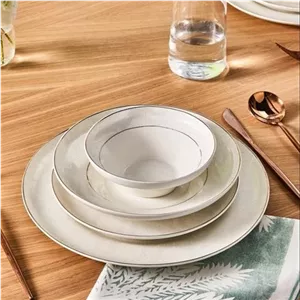 سرویس غذاخوری 24 پارچه 6 نفره کاراجا Stream Bone Branch سفید