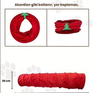 اسباب بازی گربه تونل طویل قرمز 125 سانتی متری تاشو فضای پنهان ایمن برای ها اورجینال Miyav