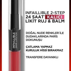 L'Oreal Paris رژ لب Infaillible مایع و بالم لب 24 ساعته 2 مرحله ای شماره 501 رنگ قرمز