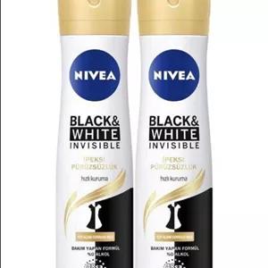 NIVEA ضد تعریق اسپری زنانه مخصوص لباس سیاه و سفید NIVEA Smoothness 48 ساعت حفاظت 150 میلی لیتر X2