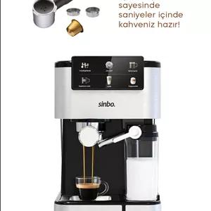 دستگاه اسپرسو و کاپوچینو اسپرسوساز کپسول پودر قهوه SCM‑2995 – فشار 20 بار محفظه شیر کنترل لمسی اورجینال Sinbo