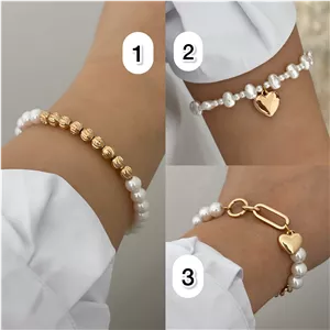 دستبند زنانه مرواریدی طلایی ژوپینگ