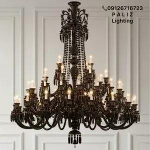 لوستر کریستال کلاسیک باکارات مشکی در انواع رنگبندی و سایز