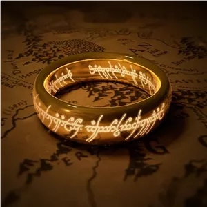 انگشتر شب تاب ارباب حلقه ها دو رو استیل تیتانیوم
