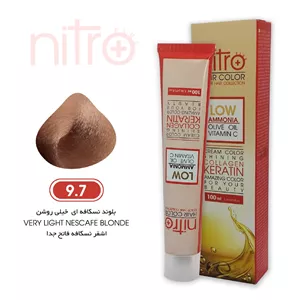رنگ مو بلوند نسکافه‌ای خیلی روشن نیترو حاوی کراتین Nitro Color 9.7