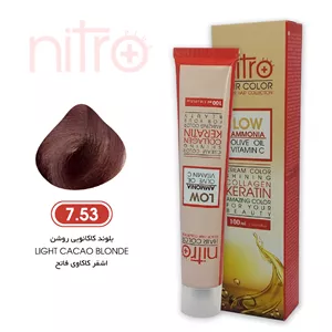 رنگ مو بلوند کاکائویی روشن نیترو حاوی کراتین Nitro Color 7.53