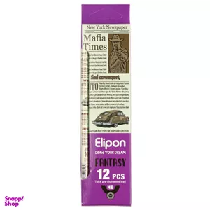 مداد مشکی الیپون (Elipone) مدل فانتزی گرد کد 8101912 بسته 12 عددی