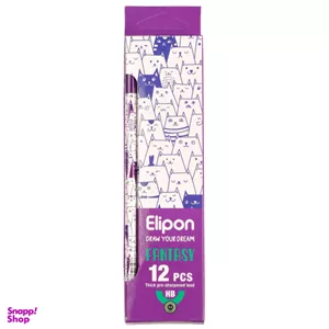 مداد مشکی الیپون (Elipone) مدل فانتزی گرد کد 8101212 بسته 12 عددی