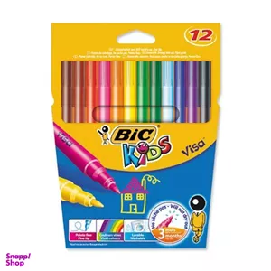 ماژیک رنگ آمیزی 12 رنگ بیک سری Kids مدل Visa