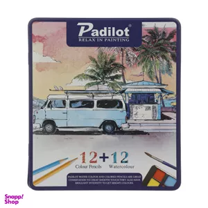 مداد رنگی 12 رنگ  12 رنگ آبرنگ پادیلوت طرح ماشین مدل A-710212-2