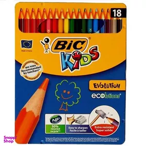 مداد رنگی بیک (Bic) با جعبه فلزی 18رنگ