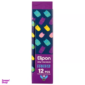 مداد مشکی الیپون (Elipone) مدل فانتزی گرد کد 8101812 بسته 12 عددی
