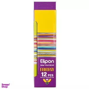 مداد مشکی الیپون (Elipone) مدل فانتزی گرد کد 8101512 بسته 12 عددی
