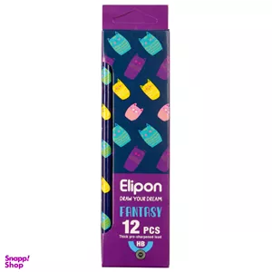 مداد مشکی الیپون (Elipone) مدل فانتزی گرد کد 8101412 بسته 12 عددی