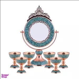 ست هفت سین سنگاب و آینه فیروزه کوبی آقاجانی (Aghajani) کد 5 مجموعه 7 عددی