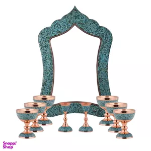 ست هفت سین سنگاب، آینه و شمعدان فیروزه کوبی آقاجانی کد 8 مجموعه 9 عددی