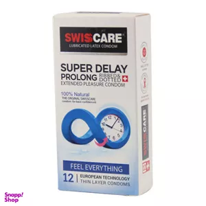 کاندوم سوییس کر (Swisscare) مدل Super Prolong بسته 12 عددی