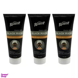 ماسک صورت رینوزیت (Renuzit) مدل Black mask carbon active حجم 75 میلی‌لیتر بسته 3 عددی
