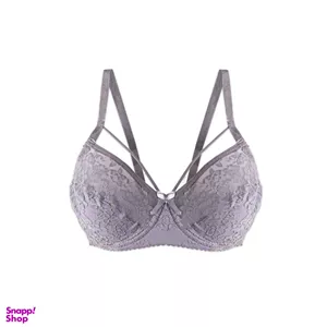 سوتین دانتل فنردار ژوبین طرح گل کد 205 رنگ خاکستری