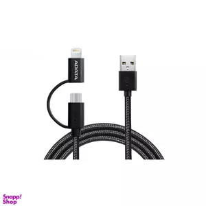 کابل تبدیل USB به MicroUSB لایتنینگ ای دیتا مدل 2-IN-1 رنگ مشکی طول 2 متر