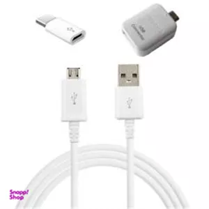 کابل تبدیل USB به microUSB مدل ECB-DU4EWE طول 1.5 متر به همراه مبدل OTG microUSB و microUSB به USB-C غیر اصل