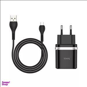 شارژر دیواری هوکو مدل C12Q به همراه کابل تبدیل microUSB