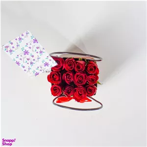 باکس گل رز قرمز دسته دار
