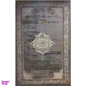 فرش ماشینی ساوین طرح دنیس رنگ زمینه نقره‌ ای