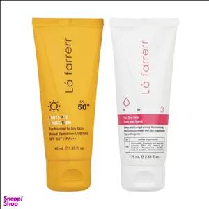 کرم آبرسان لافارر مدل 03 حجم 75 میلی لیتر به همراه کرم ضد آفتاب مدل 50 مناسب پوست خشک حجم 40 میلی لیتر