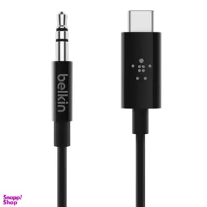 کابل تبدیل AUX 3٫5 به USB-C بلکین مدل F7U079bt03-BLK طول 0٫9 متر