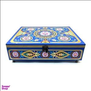 جعبه دست ساز چوبی نقاشی ستاره زعفرانیه مدل هزاردستان کد 01