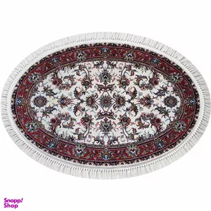فرش ماشینی مدل بیضی طرح صبا رنگ کرم