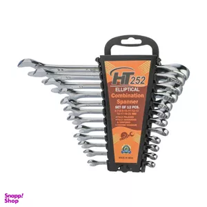 آچار یکسر تخت و یکسر رینگی اچ تی 252 مدل پلکانی مجموعه 12 عددی