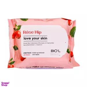 دستمال مرطوب پاک کننده آرایش صورت بیول مدل Rose Hip بسته 20 عددی