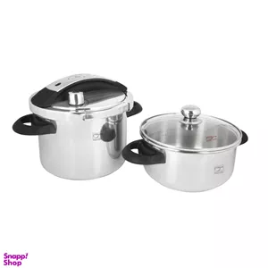 زودپز دوقلو پارس استیل مدل کفه سه لایه شف کد 0101/0608