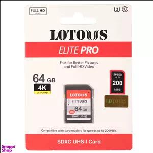 کارت حافظه SDXC لوتوس مدل Elite Pro کلاس 10 استاندارد UHS-I U3  ظرفیت 64 گیگابایت