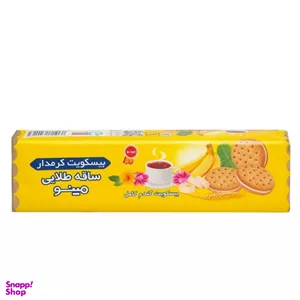 بیسکویت کرمدار ساقه طلایی موزی مینو وزن 192 گرم بسته 15 عددی