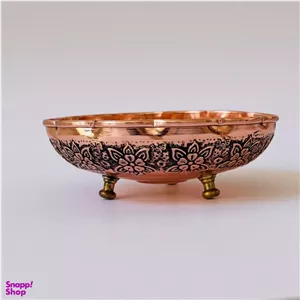 پیاله آجیل خوری مسی مدل قلم زنی سه پایه کد ZH321.15