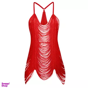 لباس خواب زنانه ماییلدا مدل ریش ریشی کد 4438-9726 رنگ قرمز