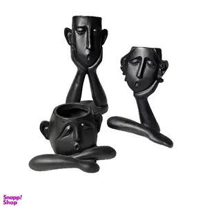 مجسمه و گلدان پلی استر سه تکه چهره مشکی