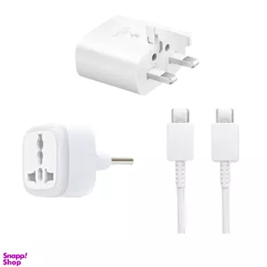 ست شارژر دیواری 20 وات به همراه کابل Type-C و تبدیل 3 به 2 هادرون مجموعه 3 عددی