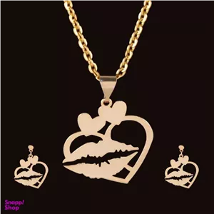 نیم ست طلا 18 عیار دخترانه شمیم گلد گالری مدل قلب 999 