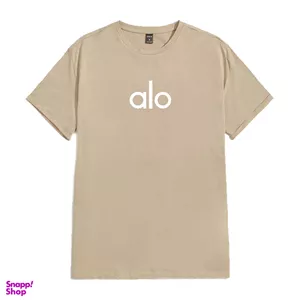 تیشرت لانگ کد TL42 طرح alo رنگ کرم
