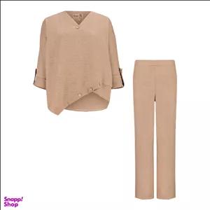 ست شومیز و شلوار زنانه السانا مدل نانیسا کد 220947 رنگ نسکافه ای