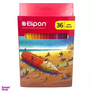 مداد رنگی 36 رنگ جعبه مقوایی الیپون کد 3487