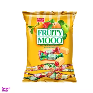 تافی شیری با مغز مارمالاد میوه ای fruity moo شیرین عسل وزن 400 گرم