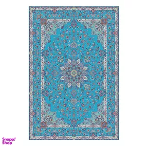 روفرشی نیکزاد مدل مخمل ابریشمی زمینه آبی فیروزه‌ای سایز 6 متری