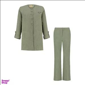 مانتو و شلوار زنانه السانا مدل مهزاد کد 227310 رنگ سبز