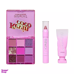پالت سایه چشم کوین کوکو مدل Love کد 01 به همراه لیپ گلاس و رژ لب مدادی